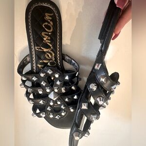 Sam Edelman Beatris Slide Sandal (Black w/ Silver studs)